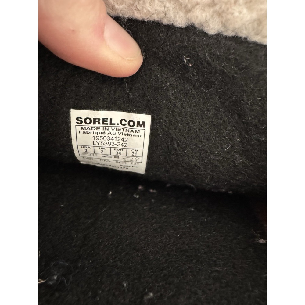 Boys Girls Kids Sorel Winter Boots Leather Thick Warm Size 3 Youth Insulated - Picture 6 of 8